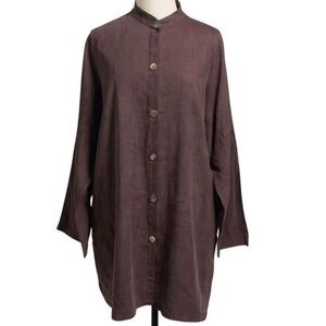 LA Fixsun Women's Brown Linen Oversized Tunic Top One Size Lagenlook